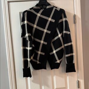 Express Black and Cream Checkered Turtleneck Sweater